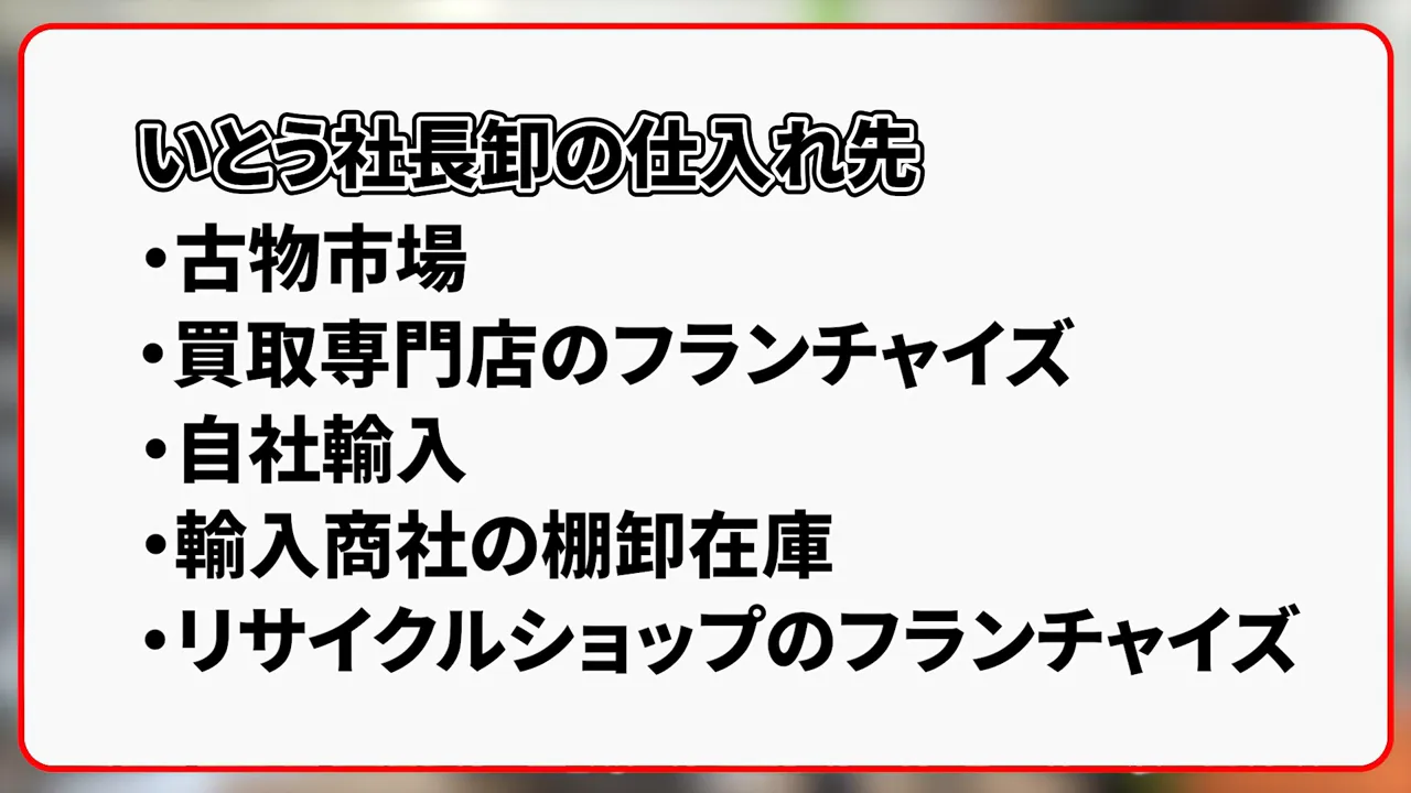 仕入れ先やルートについて説明している場面